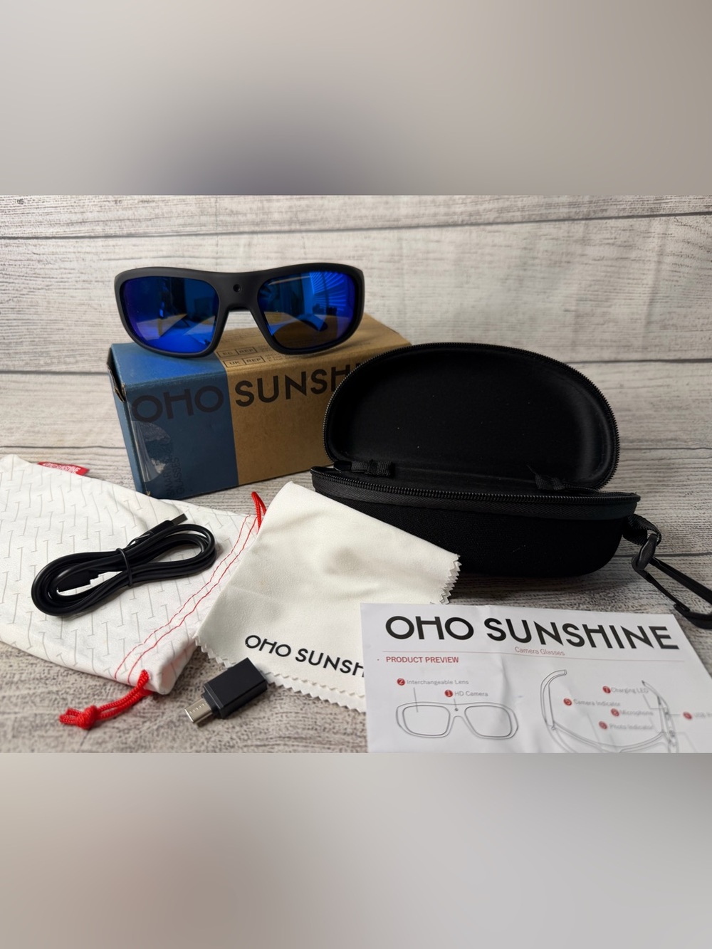 OHO Lightweight Sports Camera Sunglasses, Camera, Video, Water Resistant